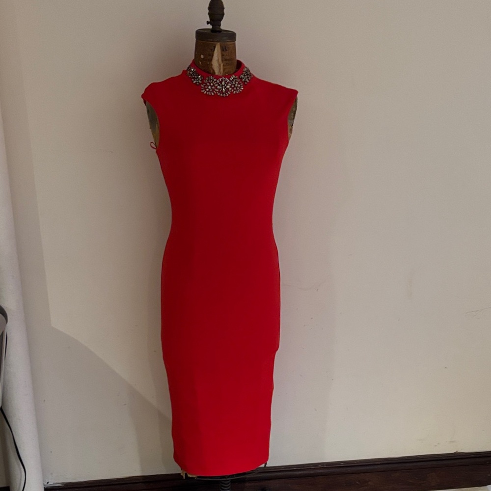 Ted Baker Red Embellished Midi Dress